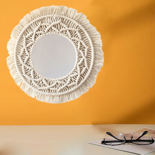 Tapiz Colgante De Pared Con Espejo De Macramé Boho Gramo