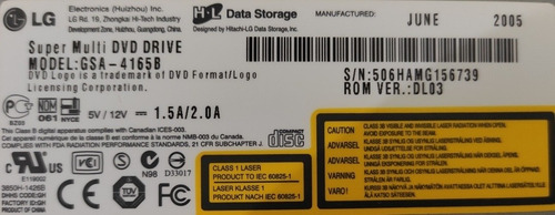 Imagem 3 de 3 de Gravador De Dvd E Cd LG Conexão I.d.e. Pc Antigo