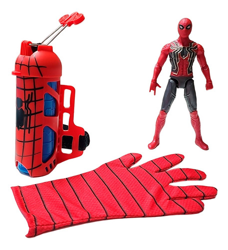 Guante Spiderman Dispara Lanza Agua + Muñeco 17cm Juguete
