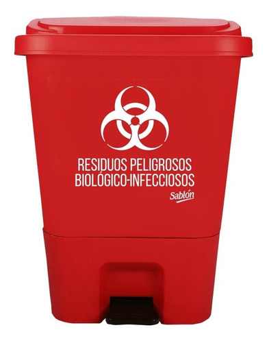 Bote De Basura 17l Rojo Con Pedal