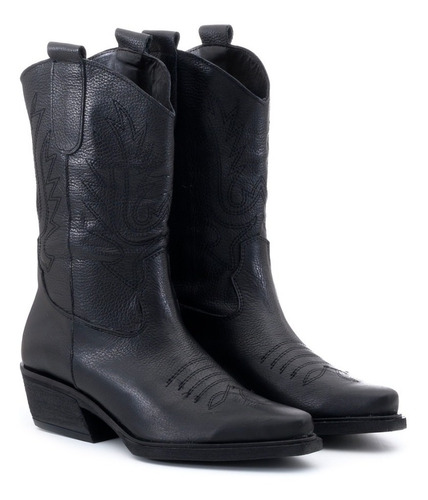 Imagen 2 de 6 de Botas Texanas 100% Cuero Suela Goma Taco 4 Cm. Invierno 2020