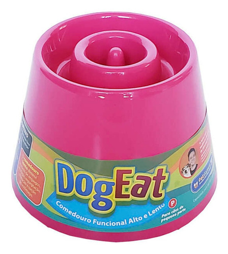 Comedouro Lento Elevado Pet Games Dog Eat Rosa