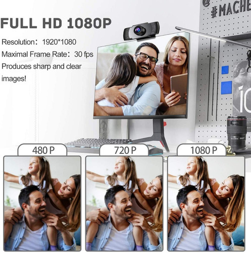 Imagen 7 de 10 de Camara Web 1080p Con Microfono Usb Webcam Para Computadora