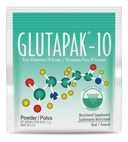 Glutamina Glutapak-10, Un Sobre De 15g De Polvo Sabor Sin Sabor