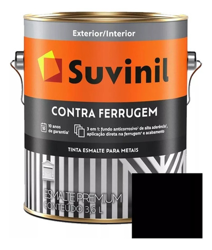 Esmalte Convertidor 3en1 Suvinil 3,6l Negro Directo Oxido