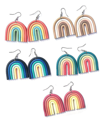 Juego 4 Pares Aretes Colgantes Hechos A Arcilla Ceramica Arc