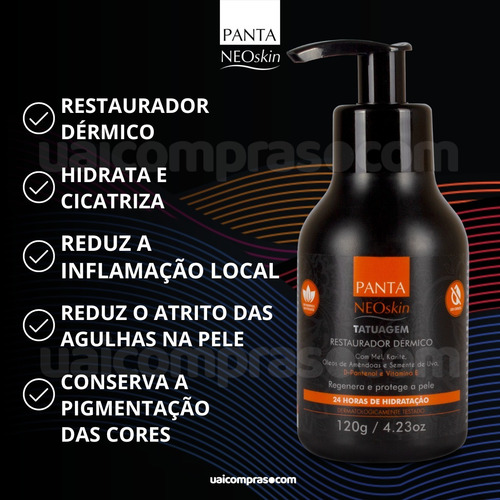 Imagem 2 de 10 de Creme Cicatrizante E Hidratante P/ Tattoo Panta Neoskin 120g