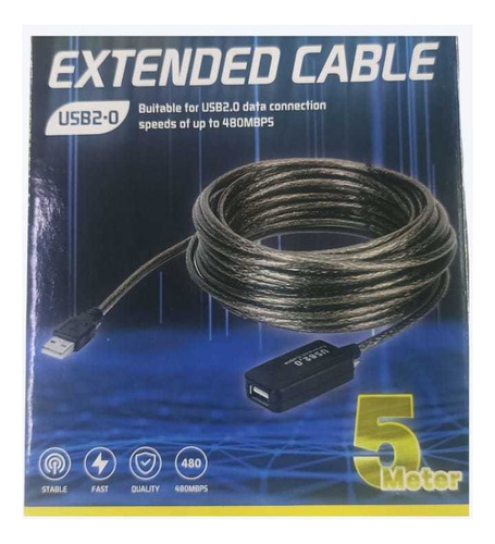 Extensión De Cable Con Puerto Usb 5 Mts