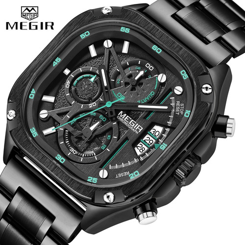 Reloj Luminoso De Lujo Megir Quartz Chronograph