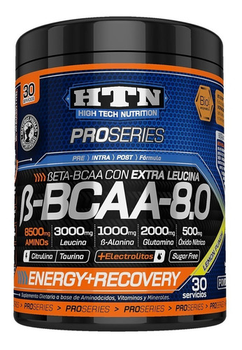 Htn Bcaa-8.0 Aminos 30 Serv Glutaminas Alanina Zinc Arginina Masa Muscular Rendimiento Prevención De Fatiga