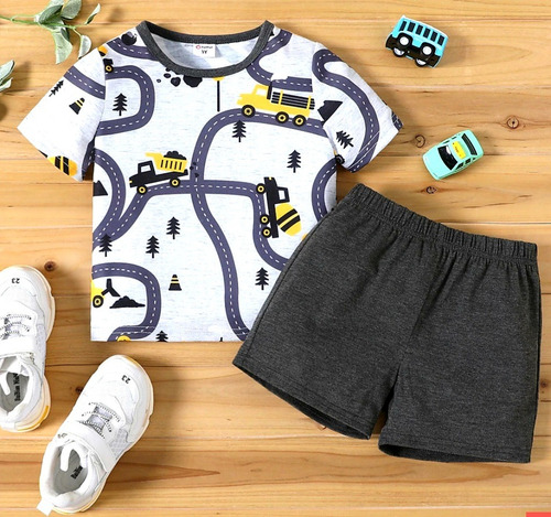 Conjunto De Short Para Niño Varios Modelos Gris Lisa 3-4 Años