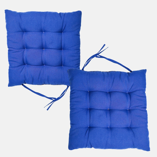 Kit 2 Assentos Almofadas Cadeira Banco Macia Bonita 40x40cm Cor Azul Royal-2pc