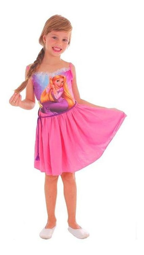 Vestido Rapunzel Enrolados Infantil De Alça Original Disney