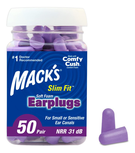Mack's Ear Care Slim Fit Soft Foam Earplugs, 50 Pair