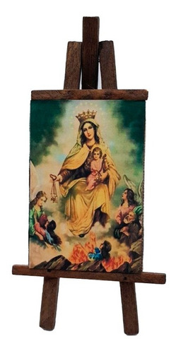 Retablo En Madera Con La Imagen De La Virgen Del Carmen