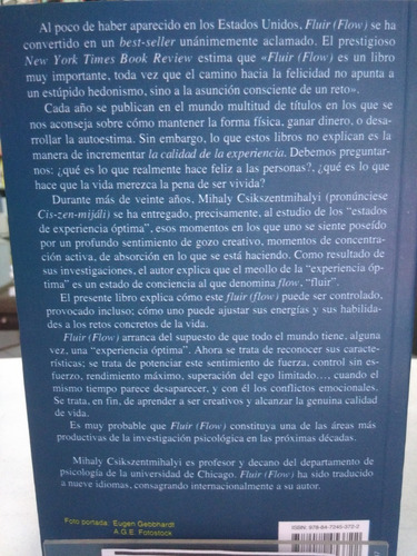 Imagen 2 de 3 de Fluir (flow) Una Psicologia De La Felicidad -cn-
