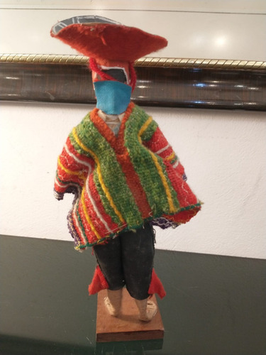 Imagen 6 de 6 de Antiguo Muñeco Coya De Alambre Hilo Y Cara De Papel Maché