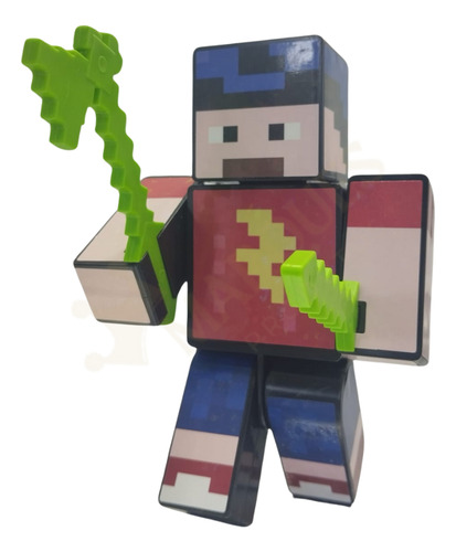 Boneco Mike Minecraft 15 Cm Com 3 Ferramenta E 1 Chaveiro
