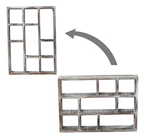 Caja Rústica Madera Maciza Multifunción 9 Compartimentos Col