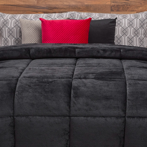 Cobertor Termico King Size Velvet. Elefantito Hogar Liso Negro
