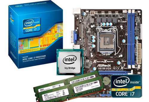 Kit I7 3770 3.9 Ghz + Placa Mãe Asrock H61m-vg4 + 8 Gb Ddr3