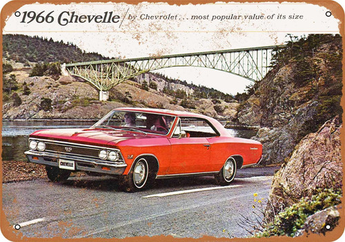 Señal Metal Color Pared Chevy Chevelle Aspecto Vintage