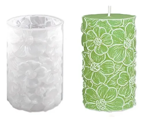 Molde En Silicona Para Velas: Cilindro De Petalos