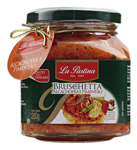 Bruschetta La Pastina Alcachofra E Pimentao 280g