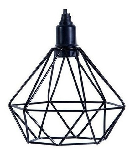 Lustre Pendente Luminária Aramado Diamante Preto