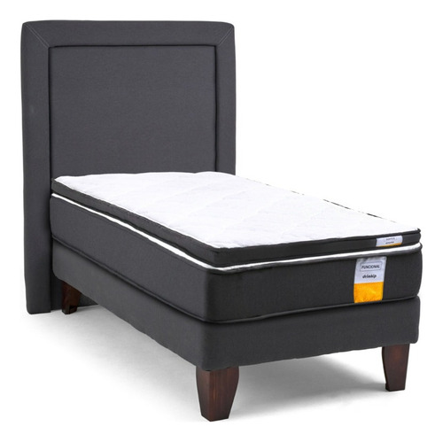 Cama Europea Funcional 1.5 Pl + Respaldo + Topper