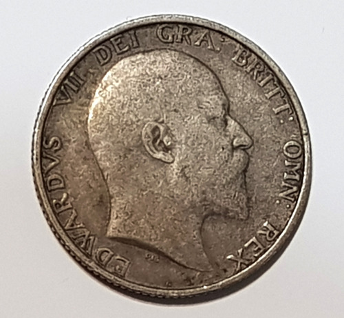 Moneda 1 Chelin 1907 De Plata Gran Bretaña Reino Unido