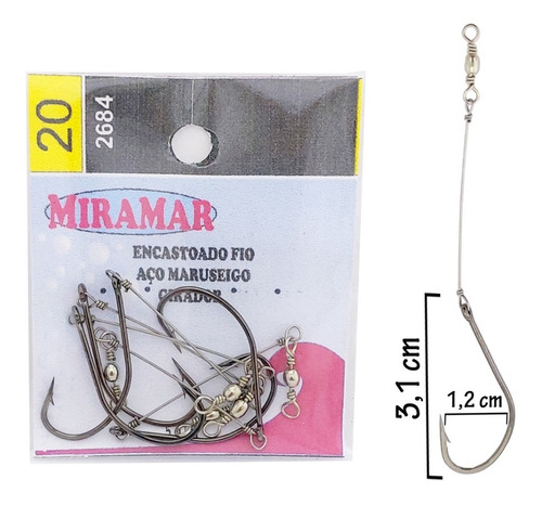 Anzol Maruseigo 20 Encastoado Black Miramar Cod.2684 C/5 Pcs