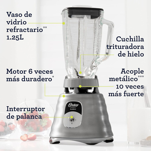 Combo Oster 5 Elementos De Lux 2213717 Acero Y Tritura Hielo