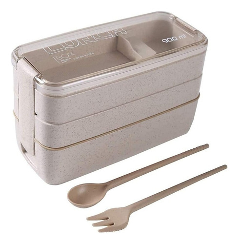 Fiambrera Japonesa Bento Box, Compartimento 3 En 1, Wheat St