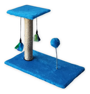Arranhador Para Gatos Poste Duplo Brinquedo Interativo Cor Azul