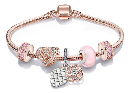 Pulsera Colgante Con Forma De Rosa Hecha A Mano, Aleación Ga