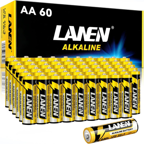 Aa Batteries 60 Count, 1.5v Alkaline Batteries Aa, Larg...