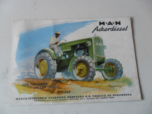 Tractor Antiguo M.a.n. Man Folleto 30hp No Manual Original