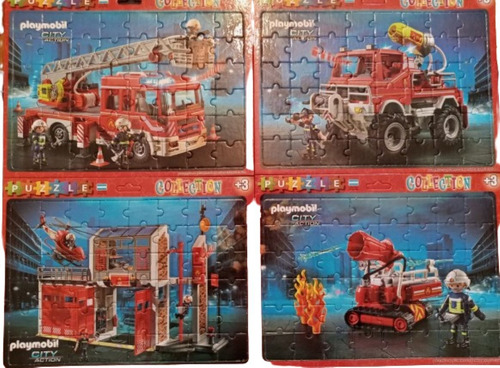 Puzzles X 48 Pzas. Bomberos Playmobil Pack X 4 Un.