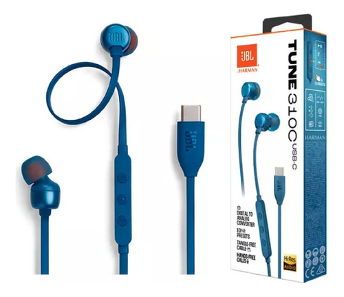Fone De Ouvido Com Microfone Jbl Tune 310c C/fio Azul