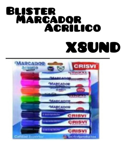 Marcador Acrílico Blister 8 Und