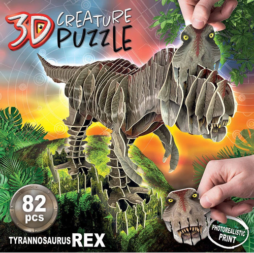 Imagen 6 de 10 de Puzzle Dinosaurio T-rex 3d Rompecabezas Educa Niños Atrix ®