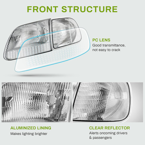 Conjunto De Faros Delanteros Ford F-150/97-02 Ford Expe...