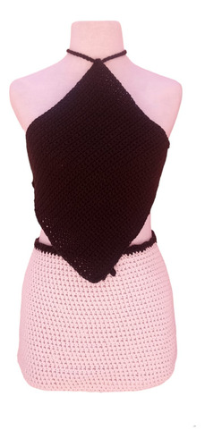 Pollera Tipo Mini Skirt Tejida A Crochet