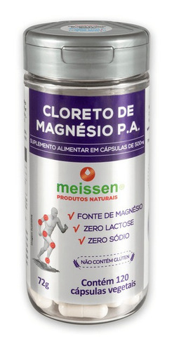 Cloreto De Magnésio P.a. 500mg 120 Cápsulas Meissen