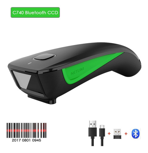 Leitor Bolso Código De Barras Scanner Verde Netum C740