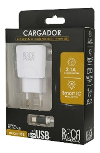 Cargador Micro Usb 2.1 A Puerto Inteligente Smart Roca 