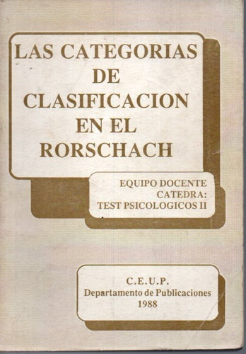 Las Categorias De Clasificacion En El Rorschach 