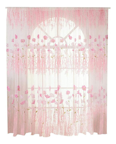 Cikonielf Cortina De Gasa De Tul Con Estampado Floral, Para