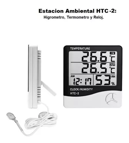Termometro Higrometro Digital Htc-2 Con Sonda Reloj Alarma - JM